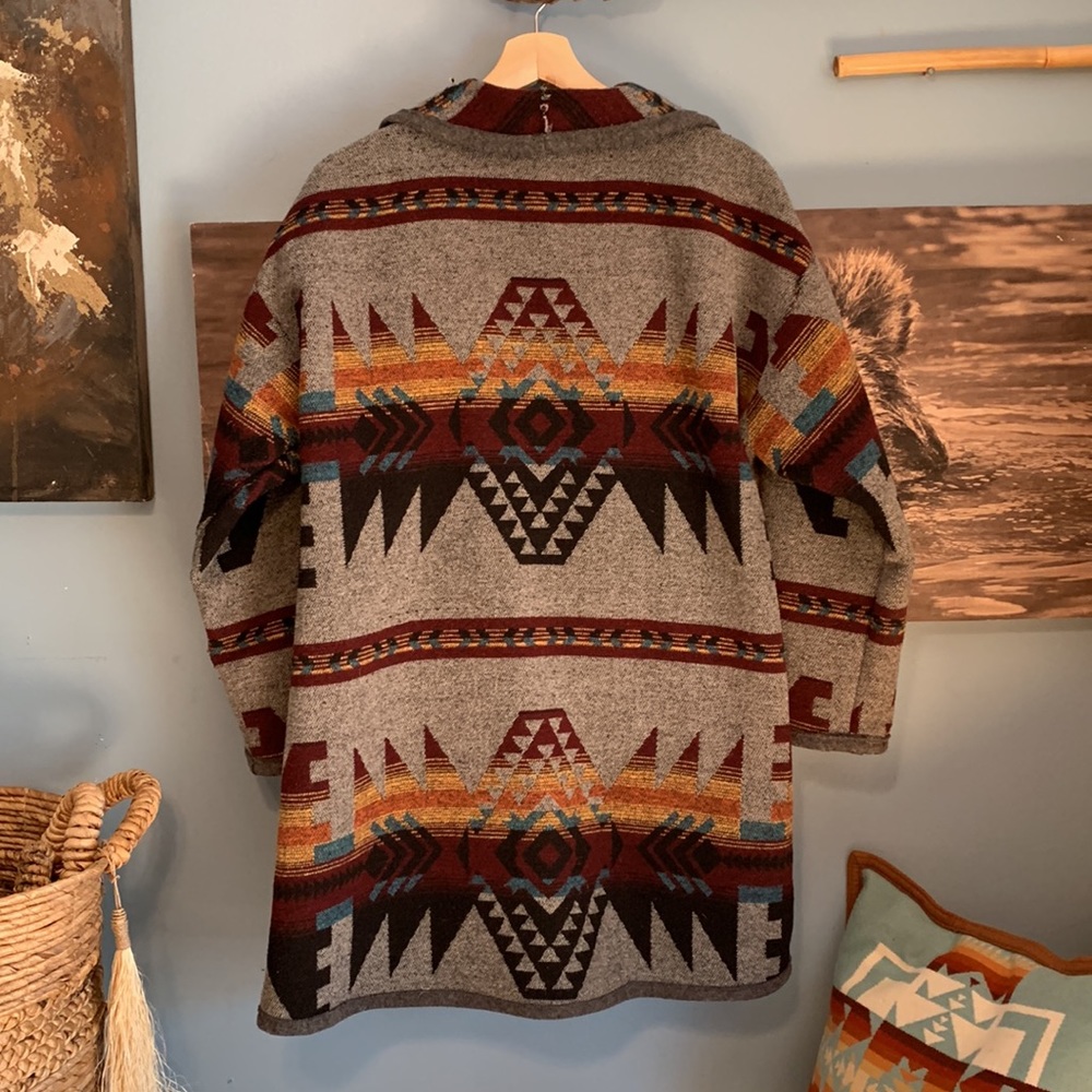 Southwestern style Wool blanket coat- handmade in 🍁 canada. Earth Eco Style. - Picture 3 of 8
